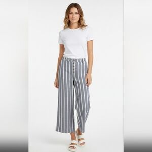 Abercrombie & Fitch Womens Linen Wide Leg‎ Stripe Boho Beachy Pants Size Small